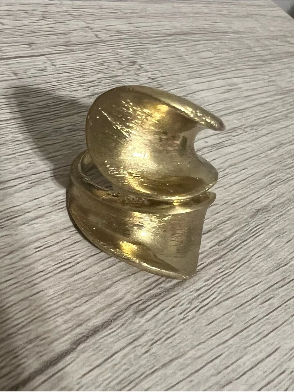 Gold Sculptural Statement Ring | Brushed Finish | Size 7